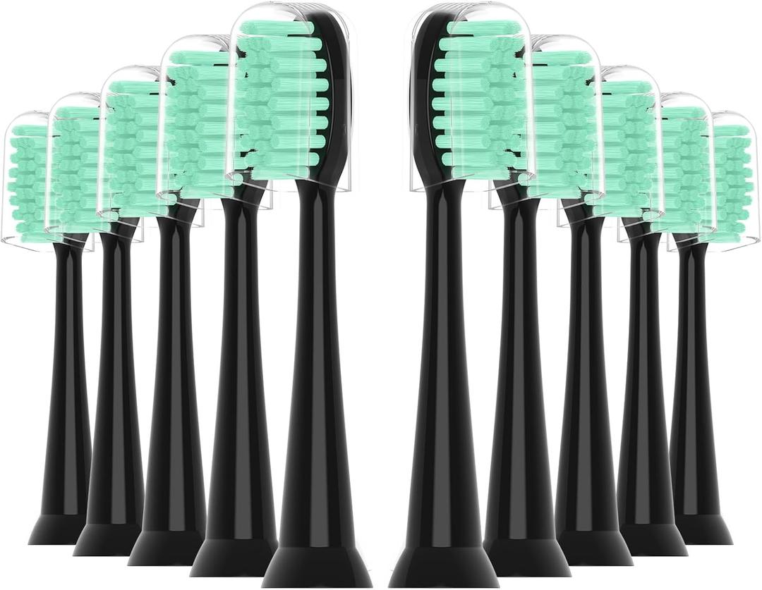 Replacement Toothbrush Heads 10 Pack,Compatible with AquaSonic Black Series (Black)