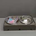 Elevated Bowls, 4 Height Adjustable Raised Stand With 2 Thick 50oz Stainless Steel Food Bowls, Non-Slip Feeder for Dogs, Adjusts to 3.7", 9.2", 10.75", 12.36" Light Brownish Gray