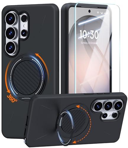 JAME for Samsung Galaxy S26 Ultra Case, Ring Holder Stand Kickstand, Dual Layer Shockproof Protective Cover with Screen Protector, Magnetic Accessory Friendly Galaxy S26 Ultra Phone Case 6.9", Black