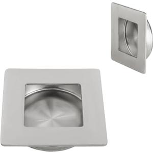 HOMOTEK Square Recessed Sliding Closet Door Finger Pulls, Inner Diameter 2-1/8 Inch(54mm), Flush Handles for Pocket, Barn Door Handles,Drawer pulls(Brushed Stainless Steel, 2 Pack)