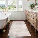 HAOYUNLAI 2x3 Entryway Area Rug: Washable Kitchen Bedroom Carpet Soft Abstract Laundry Bathroom Rugs with Non-Slip Backing Easy-Clean Distressed Home Decor Floor Mat for Pets Family (2x3,Beige/Cream)
