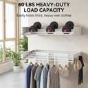Extra Wide 40" Laundry Drying Rack Wall Mount - Retractable Clothes Drying Rack with 6 Hooks & 6 Knobs, Heavy Duty 60LBS Metal Airer, Large Foldable Wall Hanger for Indoor, 40" Upgrade
