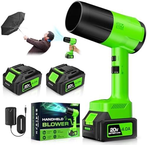 Leaf Blower Cordless, Handheld Leaf Blower with 2 X 4.0Ah Battery and Charger, 6 Speed Modes, Lightweight Blowers for Lawn Care, Patio, Yard, Dust,Blowing Leaves,Snow