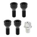5pcs 36136786419 M12x1.5mm Wheel Lock Set Lug Nuts Bolts Fit for BMW Z4 Z3 M6 M3 650i 535i 528i 525i 335i 328i 330i Mini Cooper with Master Key, Black Anti-Theft Wheel Stud Bolt Locks