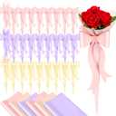Zhanmai 69 Pcs Flower Bag Accessories 30 Pcs Single Flower Sleeve Bulk with 38 Sheet Wrapping Paper Big Bouquet Box for Valentines Mother's Day Wedding Arrangement(Pink, Yellow, Purple)