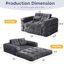 MAXYOYO Folding Sofa Bed, L-Shaped Convertible Sofa Bed with Armrest Foldable Sleeper Couch with Pillow, Portable Fold Out Chair Comfy Floor Couch Lounge for Living Room Bedroom, Dark Grey, Double