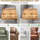 2-in-1 Couch Cup Holder Tray with Metal Legs, Bamboo Couch Armrest Table with Detachable Cup Holder, Adjustable 29.85 Inch Fit, Extra Stable Sofa Arm Tray for Living Room & Recliner