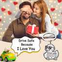 4 x Valentines Keychain for Dad Mom - Drive Safe I Love You, Keyring Key Chain Birthday Valentines Day Funny Gifts