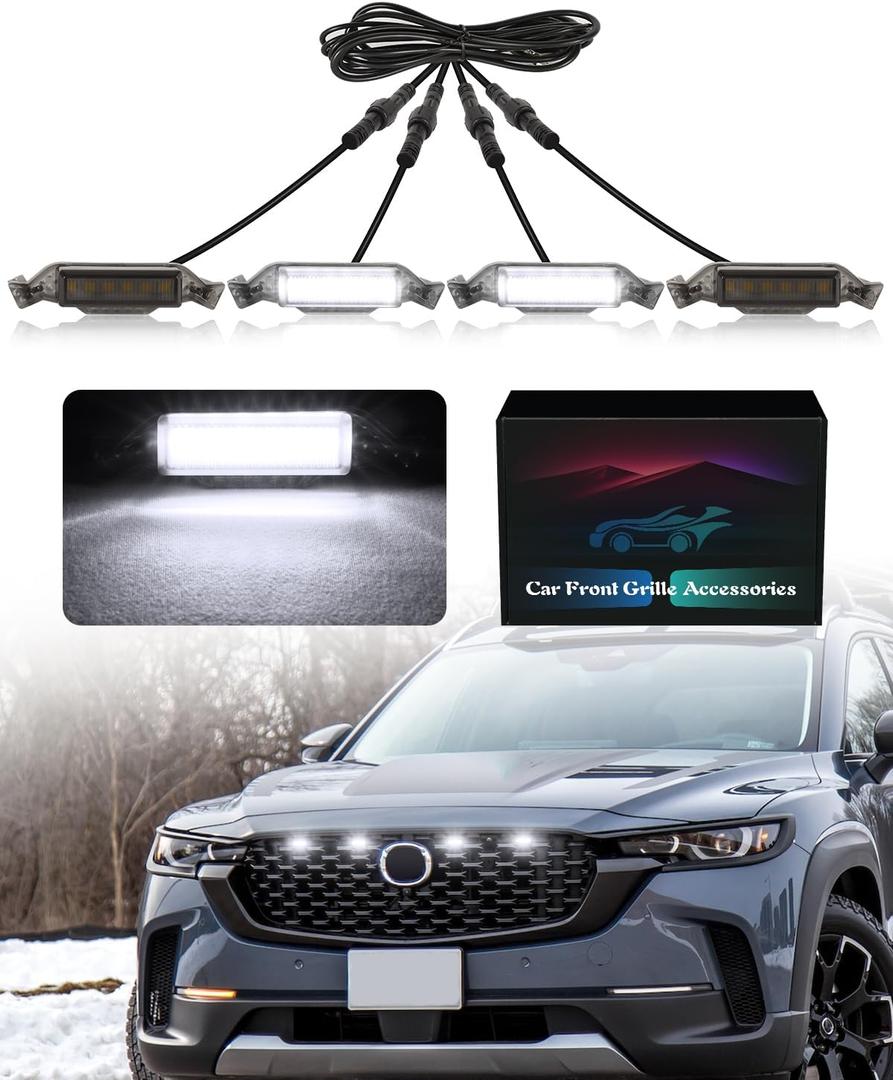 LED Grill Lights for Mazda CX-50 2022-2025 Grille Lights Mazda Accessories Front Grille Trims (White)