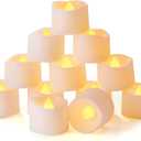 Homemory Timer Tea Lights Candles Battery Operated, 6H Timer Built-in, Auto On Daily, Flameless LED Tealight Votives for Table Centerpieces, Lantern, Holiday Decor, Warm Lamp, No Remote, 12-Pack (Bright Amber Glow, White Base)