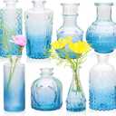Brajttt Black Flower Vase Set, Glass Bud Vase in Bulk Set of 8,Artistic and Cultural Flavor Mini Vases for Home Office Decor, Bedroom, Office, Living Room Decorations,Wedding