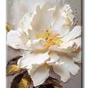 Elegant White Floral Canvas Art, Modern Flower Pictures for Wall Decor, Flowers Poster Print for Living Room Bedroom Bathroom Wall Decorations, Framed 12x16 Inch