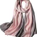 WINCESS.YU Women Gradient Scarf Long Shawls and Wraps Fashion Plain Pashmina Formal Scarf (Pink and Grey)