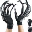 Articulated Fingers, Halloween Articulated Finger Extensions with Gloves, 3D Claw Hands Scary Skeleton Hands for Cosplay, Flexible Realistic Halloween Decoration Accessory Fits Most Finger Sizes-Black