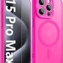 2 x Innaght Magnetic for iPhone 15 Pro Max Case[Compatible with MagSafe][Camera Protection][2+Full Coverage Tempered Glass Screen Protector][Translucent Matte] Drop Protection Phone Case,6.7",Hot Pink