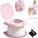 2025 Upgraded Portable Potty Training Toilet Seat for Toddlers Boys and Girls,Travel Potty Foldable,Toilet Apply Outdoor, Camping, Indoor (Pink) by Yszawmx, Including a roll of garbage bags