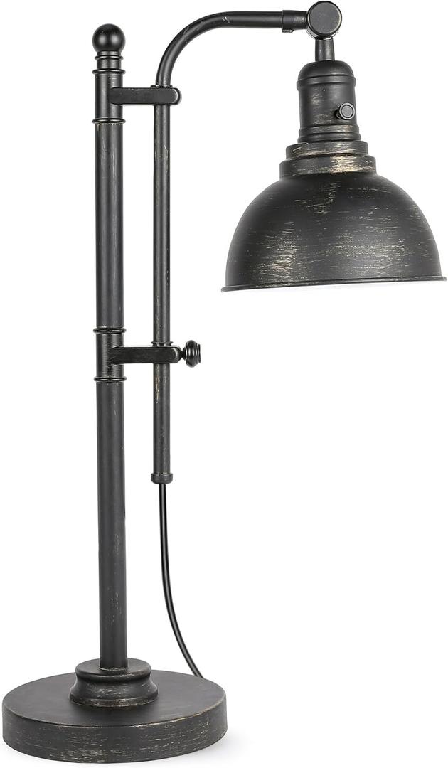 VONLUCE Rustic Desk Lamp Black Adjustable, Industrial Style Metal Task Lamp (25"-29"), Vintage Work Lamp, Farmhouse Reading Lamp in Aged Bronze Finish, ETL Certificate