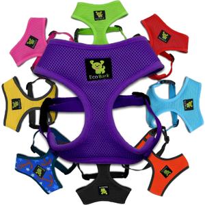 EcoBark Dog Harness - Eco-Friendly Max Comfort Harnesses - Luxurious Soft Mesh Halter - Over The Head Harness Vest- No Pull and No Choke for Puppy, Toy Breeds & Small Dogs (Medium, Purple)