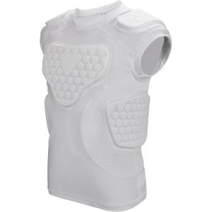 Youth Football Padded Shirt, Chest Rib Protector, Compression Padded Vest with 5-Pad for Sports Paintball Football Baseball Lacrosse Large