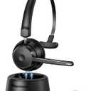 Bluetooth Headset, Wireless Headphone with AI Noise-Canceling Microphone for Computer, On Ear Bluetooth Headset with USB Dongle for Office Call Center Skype Zoom Meeting Online Class (Black)