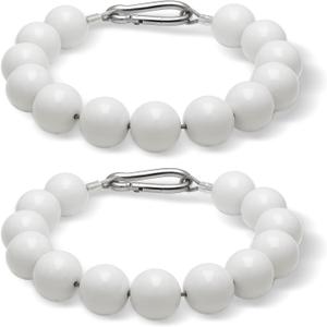 Hicarer 2 Pieces Flagpole Retainer Ring Flag Pole Accessories Beaded Flag Holder Rings Keep Close to Pole Counterweight Set with Steel Cable for Internal External Halyard Flagpole(White)