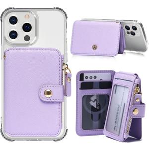 M-Plateau Phone Wallet Stick On, Credit Card Holder for Women Attachable 3M Sticker,Phone Card Holder Compatible with iPhone 14 pro case and Most Smartphones (Purple)