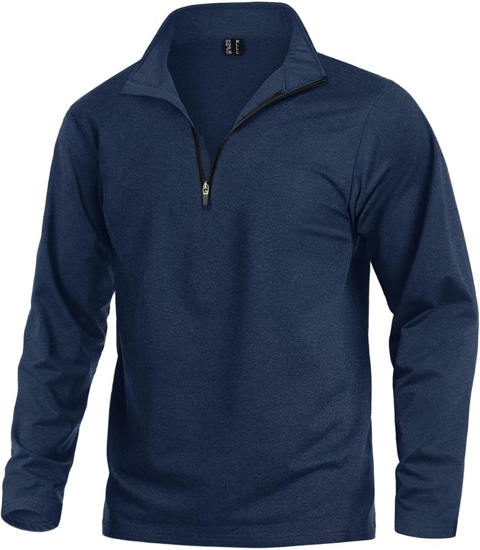 KEFITEVD Men's Quarter Zip Pullover Fleece Lined Long Sleeve Golf Shirt 1/4 Zip Sweatshirts Thermal Winter Sweaters (XX-Large, Navy)