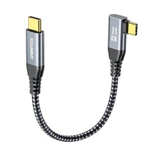 ZeroneTeck 6 inch USB C Cable 0.5FT, 20Gbps High Speed Data Transfer Short, Right Angle USB C 3.2 Gen 22 100W PD Charging, 4K@60Hz Type C Monitor Cable 90 Degree for iPhone17, MacBook, iPad, SSD, KYY