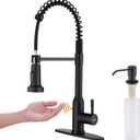 Black Touchless Kitchen Faucet KEER Smart Motion Sensor Hands Free Single Handle Spring Kitchen Sink Faucet with Pull Down Sprayer (Touchless Matte Balck)