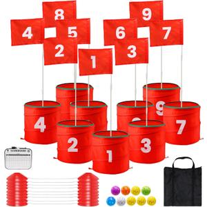 A11N SPORTS Finchley Backyard Golf Chipping Game | Portable 9 or 6 Holes Yard Golf Course for Outdoor, Lawn, Beach, Park | Golf Gifts for Men Women