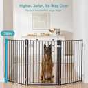 No Pawblems Free Standing Dog Gate with Door, 36'' Tall Foldable Dog Fence for Indoor & Outdoor, Up to 156 Inch Extra Wide Puppy Gate for Stairs, Hallways, Doorways, Deck, Yard (Black, 6 Panels)