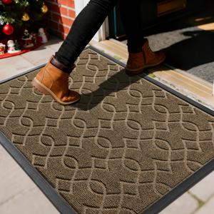 Yimobra Outdoor Mats for Front Door 29.5x17, All-Season Waterproof Doormat Outdoor Entrance, Heavy Duty Non-Slip Outside Door Mat for Garage Patio Proch Entryway Indoor, Brown