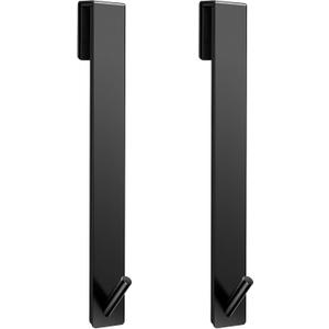 Shower Door Hooks(10 Inch),Extended Over Door Hooks for Bathroom Frameless Glass Shower Door,Stainless Steel Towel Hooks,Heavy Duty Rack Hooks for Robe,Towel-2 Pack-Black