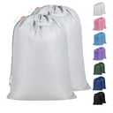 Polecasa Extra Heavy Duty Large Laundry Bag with Sturdy Handles and Drawstring Closure, 2 Pack 28 x 36 inches Durable Storage Bags for Basket, Hamper, College, Dorm, Travel, Silver