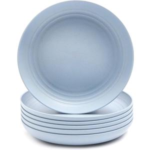 Juvale Wheat Straw Unbreakable Dinner Plates - Microwavable & Dishwasher Safe Wheat Straw Plate Set (Blue, 6-Pack, 9-Inch)