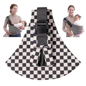 Baby Sling Carrier, Lightweight Portable Baby Carrier for Toddlers, Toddler Sling Carrier with Adjustable Front & Back Shoulder Straps  Fits Babies 6 to 48 Months (Ebony Check)