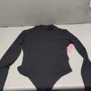 PUMIEY Bodysuit for Women Long Sleeve Mock Turtle Neck Body Suits T-shirt Tops, Jet Black, Large