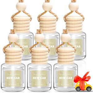 AROIC 6 Pack Car Air Freshener Hanging, New Car Scent Natural Plant Essential Oil Fragrance Diffuser, Unisex Air Freshener Aromatherapy Effectively Eliminates Odors Long-Lasting Fresh Scent (8ml Each)