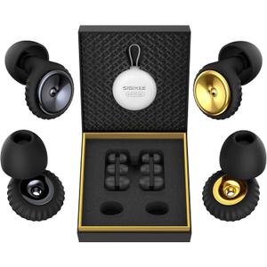 2 Pairs Noise Cancelling Earplugs with Premium Metal Design and Elegant Gift Box  for Sleeping, Concerts, Travel, Noise Sensitive  35dB Reusable Silicone Earplugs for Men and Women,Gold