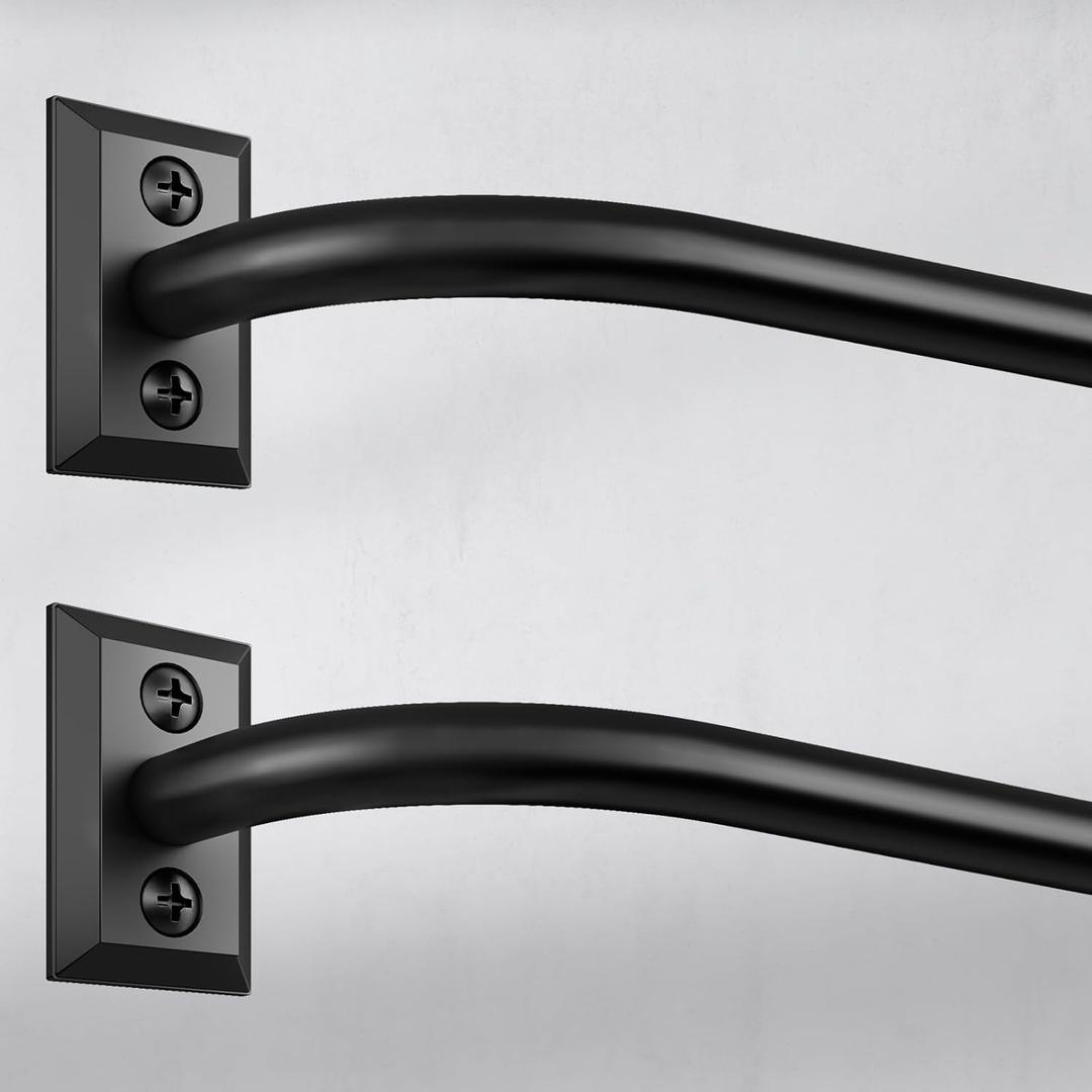 Hei!Dear 2 Pack Blackout Curtain Rod for Windows 48 to 84 inch (4-7Ft), Wrap Around Room Darkening Curtain Rods, 5/8" Samll Adjustable Modern Decorative Window rod,Black