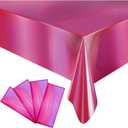 4 Pack Iridescent Plastic Tablecloths Disposable Table Cover Sparkly Foil Table Cloth for Rectangle Tables Party Decorations Birthday Princess Bridal Wedding Christmas Hot Pink, 54 x 108 Inch