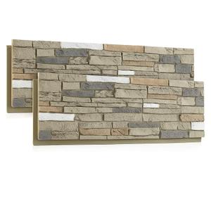 2 Pack Faux Stone Panels Interior 45.6''l x 11.8''h x 0.98''d Faux Siding Panels Exterior Artificial 3D Veneer for Wall Decor Outdoor Home Improvement Projects (PU,Light Gray)