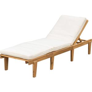 Christopher Knight Home Ariana Acacia Wood Chaise Lounge with Cushion, Teak Finish