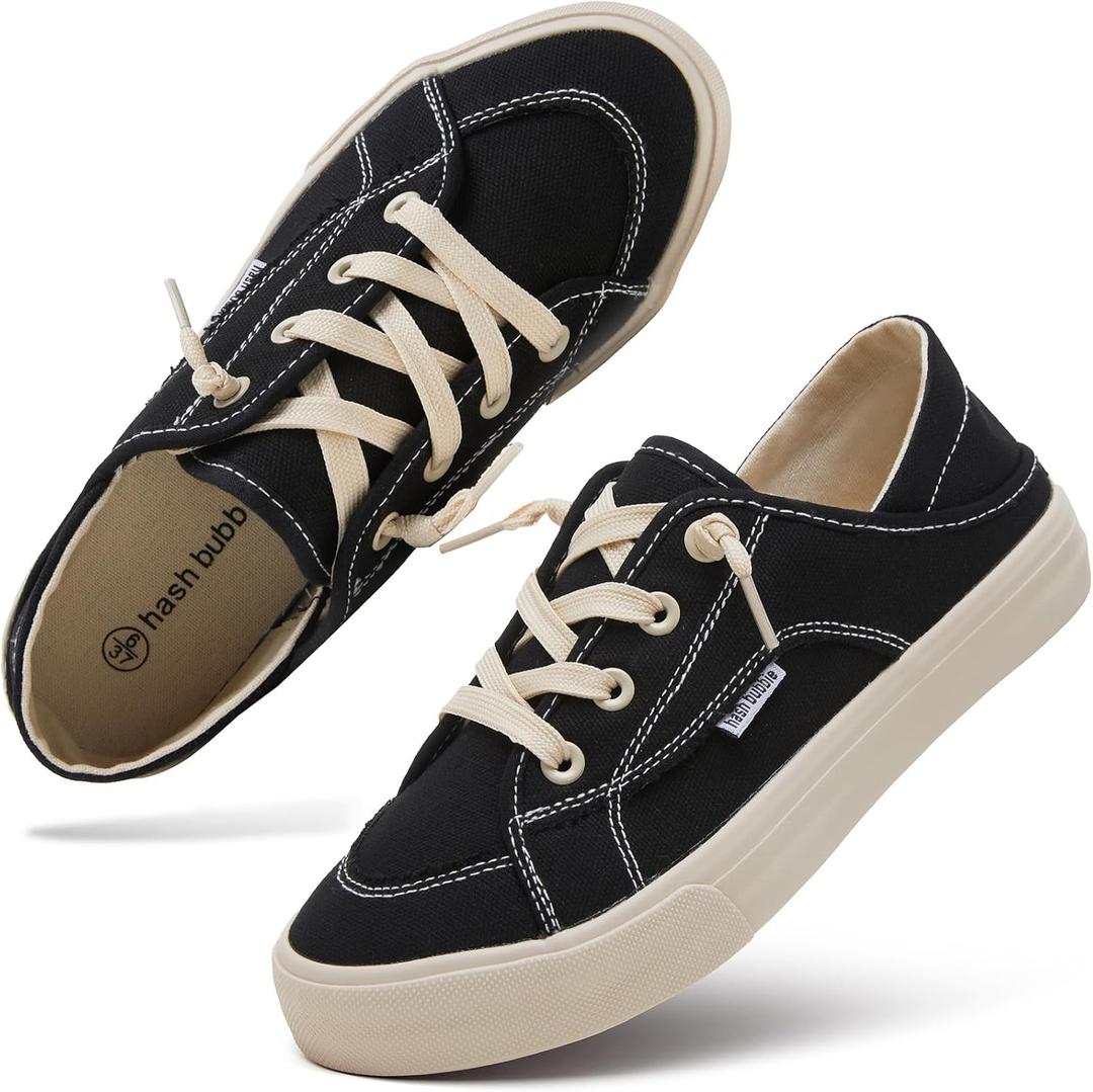 hash bubbie Women's Slip on Shoes Canvas Shoes Non Slip Fashion Sneakers for Women Low Top Loafers (9.5, Black) hash bubbie Women's Slip on Shoes Canvas Shoes Non Slip Fashion Sneakers for Women Low Top Loafers (9.5, Black)