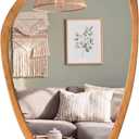 PERFNIQUE Asymmetrical Mirror, Irregular Wall Mirror, 30"x19" Tempered Glass Wood Framed Mirror for Mid Century Modern Decor, Decorative Mirrors for Bedroom, Living Room, Entryway, Vanity
