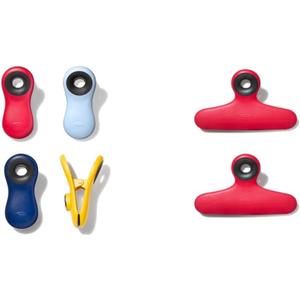 OXO Good Grips Collection Bag Clip, 6 Piece All-Purpose Set, Red/Orange/Green/Blue & Good Grips Bag/Chip Clips