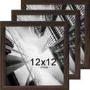 KTKDE 12x12 Picture Frame Set of 3, Walnut Wooden frames, Wall Hanging Display, Best Square Photo Frame Studio Gallery for Photos, Posters & Art Prints