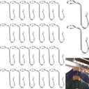 50 Pieces Hanger Connector Hooks Metal Hanger Extender Hooks Stable Clothes Connector for Different Clothes Hangers, 8.7 mm/0.34 Inch Hole Diameter, Silver