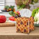 Turkey Pumpkin Tissue Box Cover Holder Square Facial Tissue Case Facial Paper Organizer Dispenser for Bathroom Bedroom Living Room Decor Thanksgiving PU Leather Napkin Boxes Covers