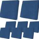 Newwiee 8Pcs Stretch Patio Cushion Covers Outdoor Cushion Covers for Patio Furniture Replacement Couch Sofa Slipcovers Jacquard Textured Soft Fabric Washable Furniture Protector(Navy Blue,Classic)